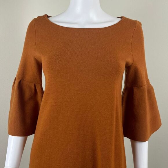 Moth Womens Size XS Orange Bell Sleeve Pullover Sweater Mini Sheath Dress Party - Picture 3 of 15
